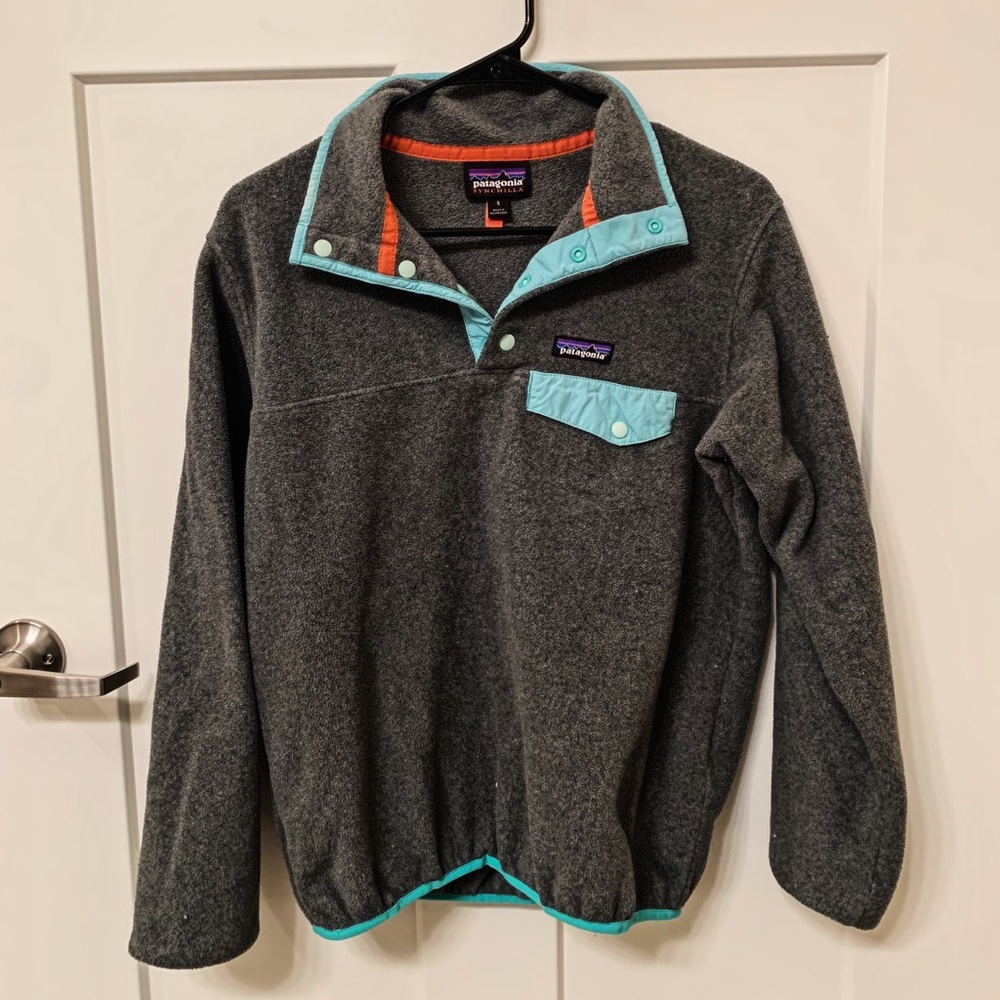 Grey/Light Blue Patagonia Synchilla Pullover